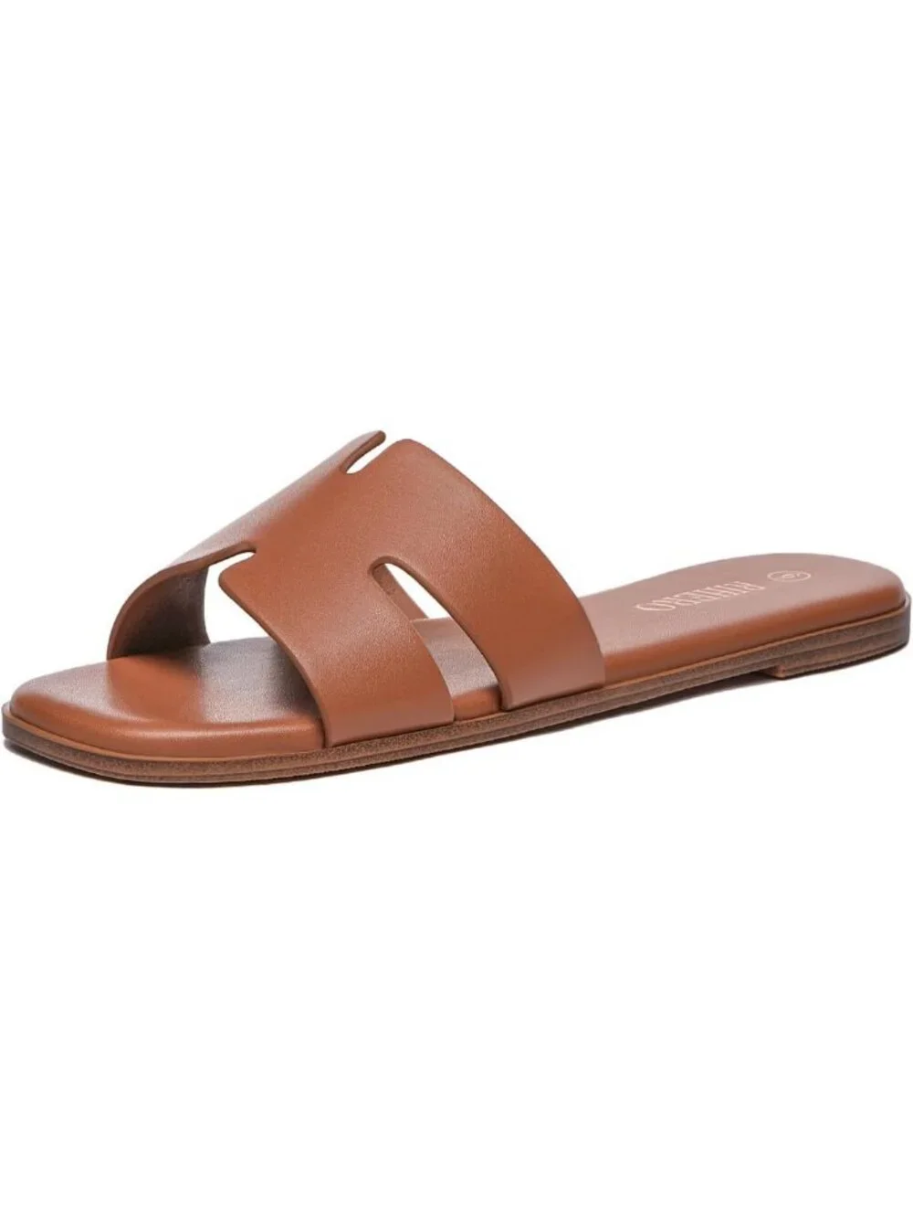 Stylish Women's Flat Slide Sandals - Comfortable Leather Slip-On for Dressy